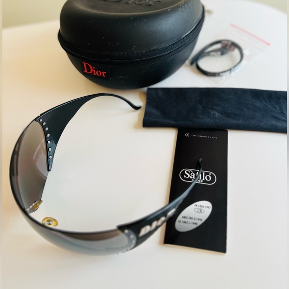 NWT🖤 VINTAGE DIOR Ski OVERSIZE BLACK RIMLESS SUNGLASSES - Picture 9 of 11